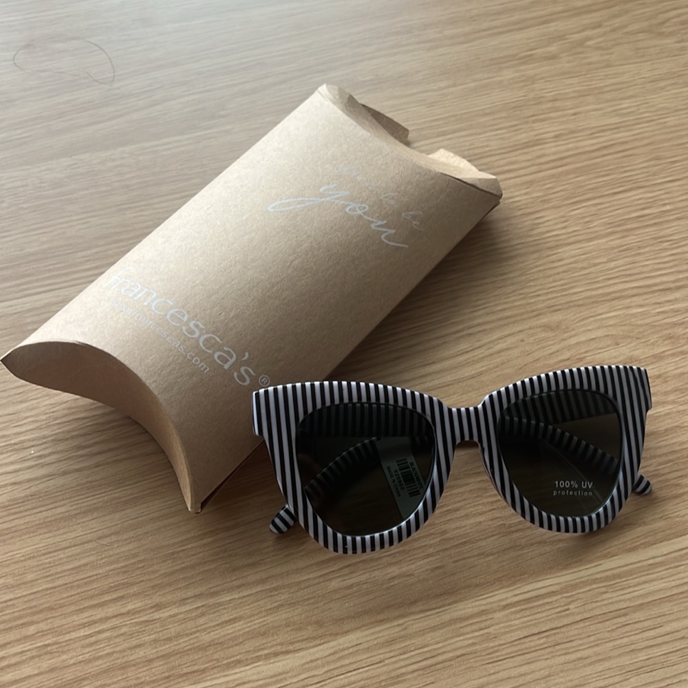 NWOTS!!!! Francesca's Collections Black and White Striped Sunglasses